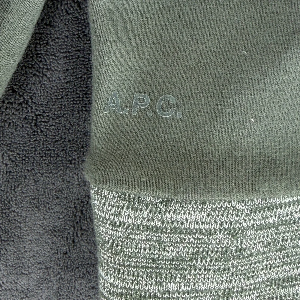APC Rue Madame Paris Mens XXL Olive Green Sweatshirt Contrast Hem‎ RN 149947